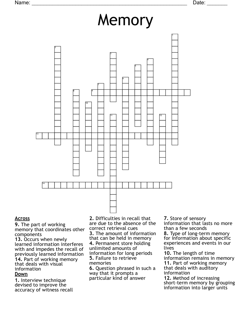 Memory Crossword