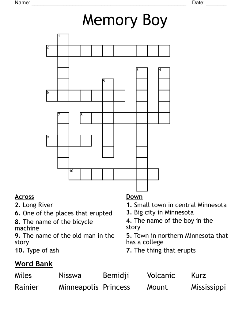 Memory Boy Crossword