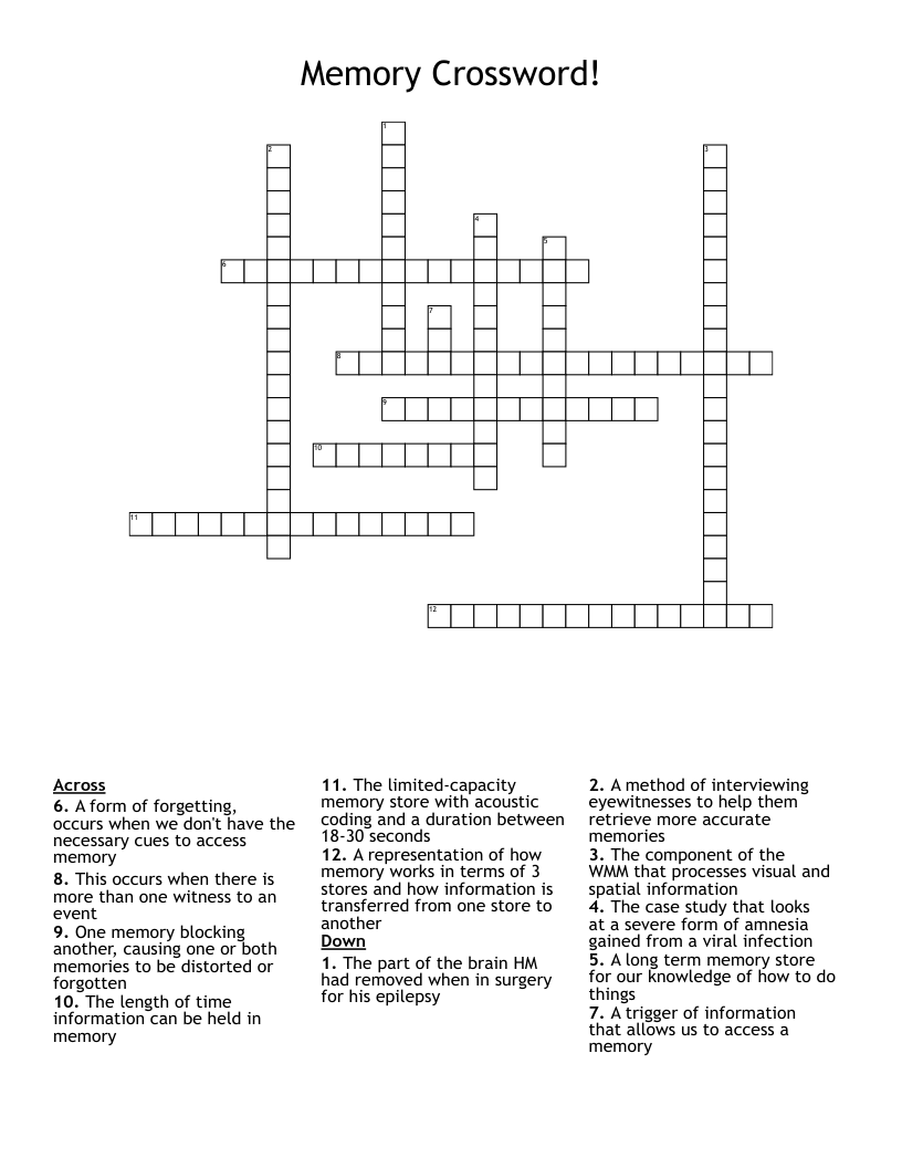 Memory Crossword!                                        