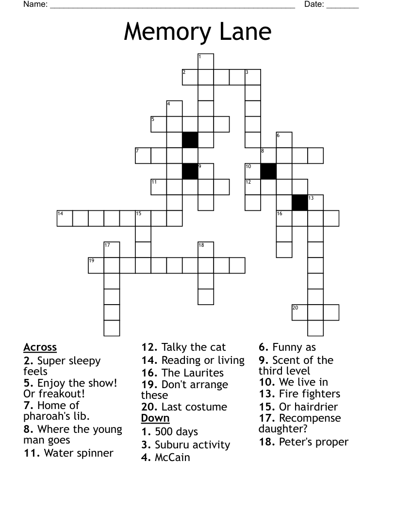 Memory Lane Crossword