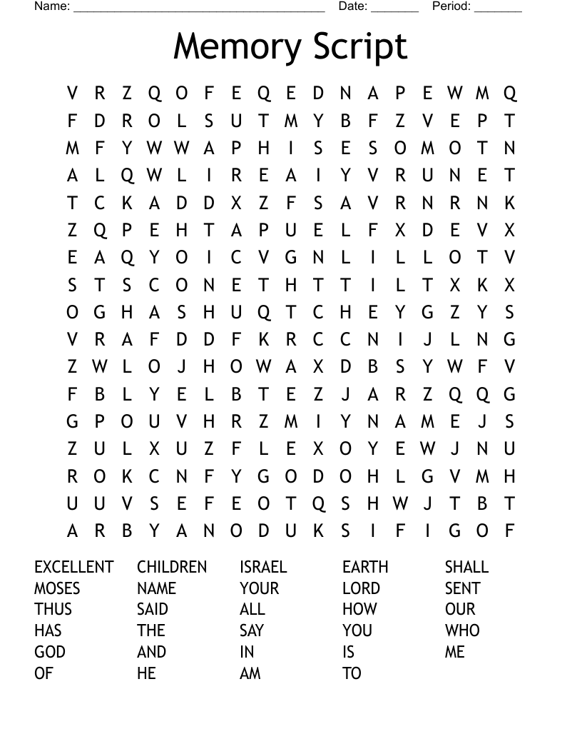 Memory Script Word Search