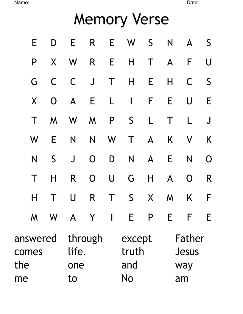 Memory Verse Word Search