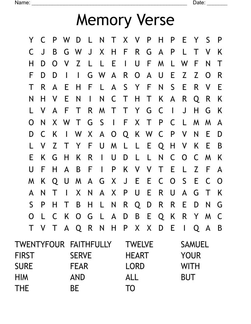 Memory Verse Word Search