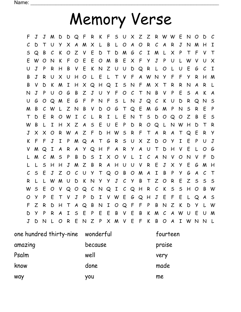 Memory Verse Word Search