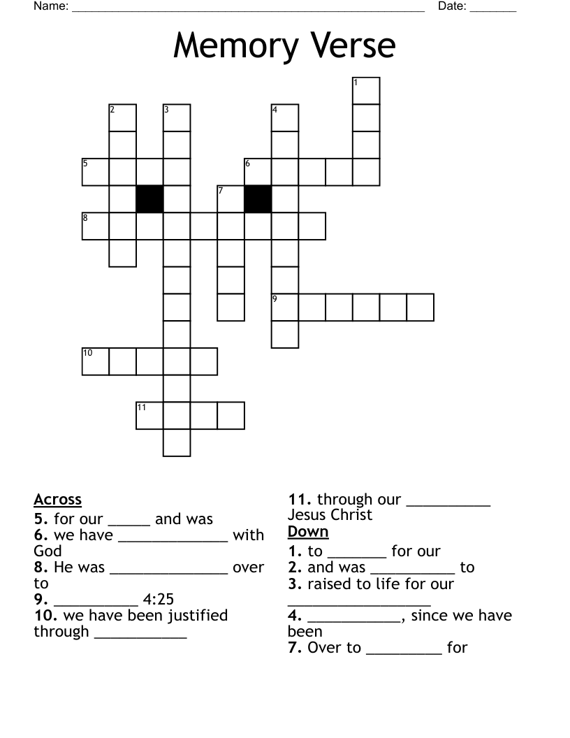 Memory Verse Crossword