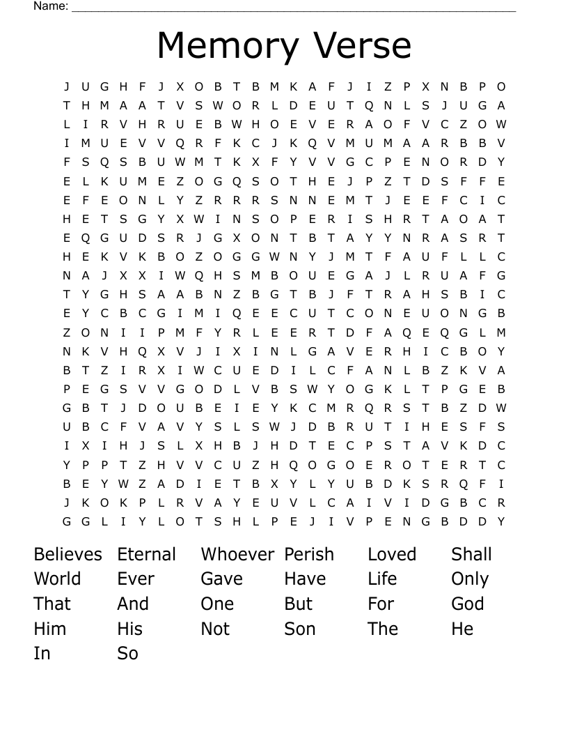 Memory Verse Word Search