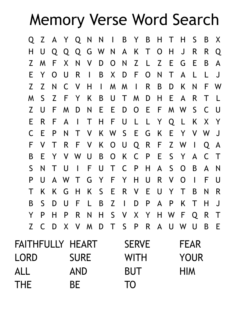 Memory Verse Word Search