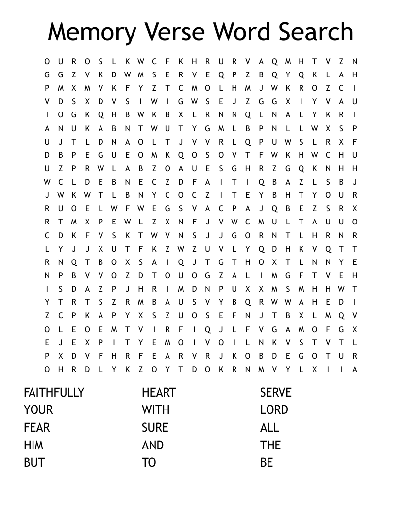 Memory Verse Word Search