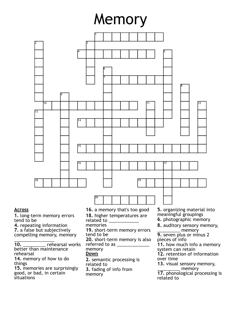 Memory  Crossword
