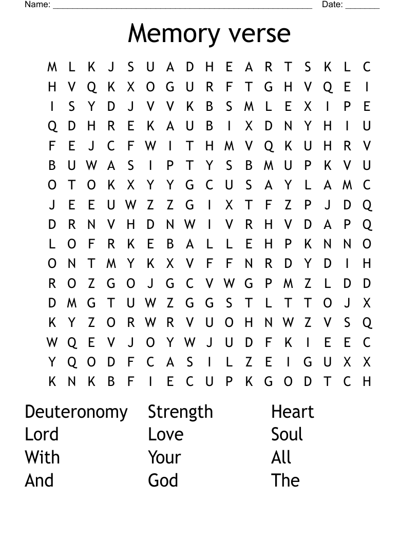 Memory verse Word Search