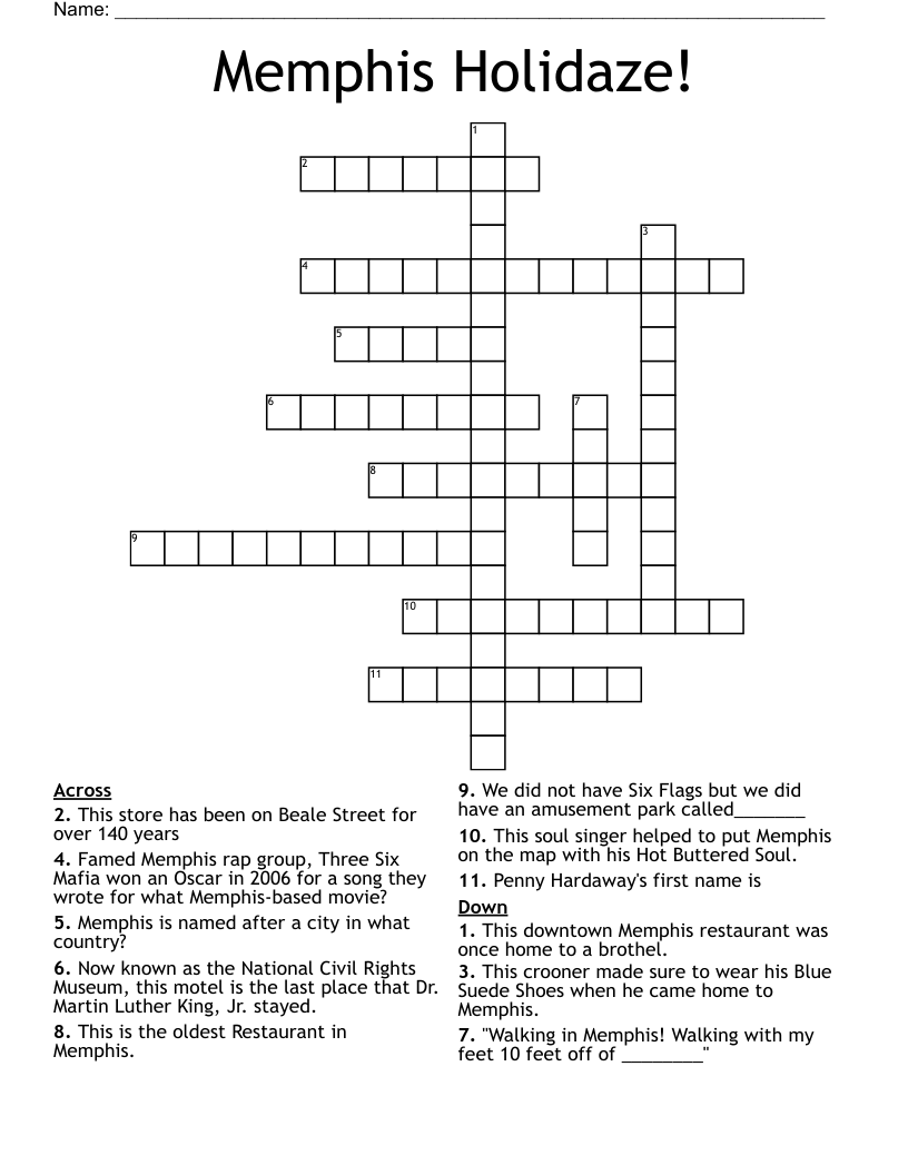Memphis Holidaze! Crossword