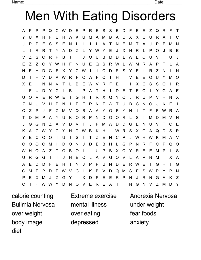 Men With Eating Disorders Word Search