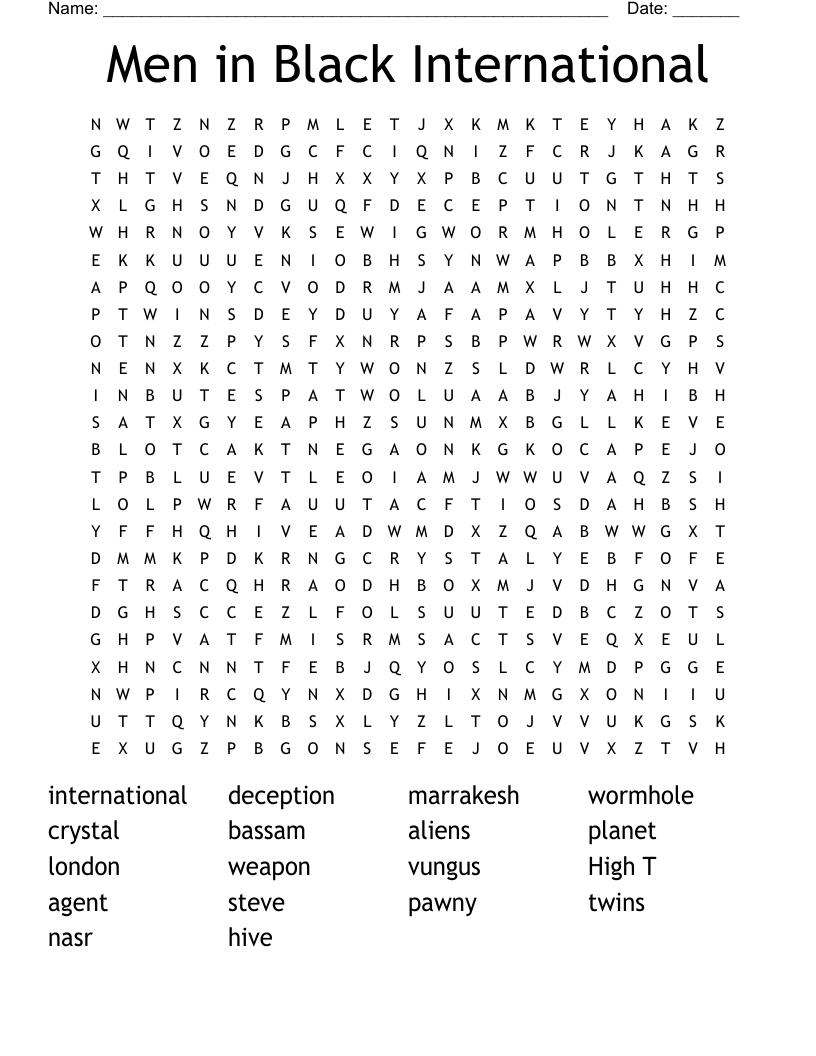 Men in Black International Word Search