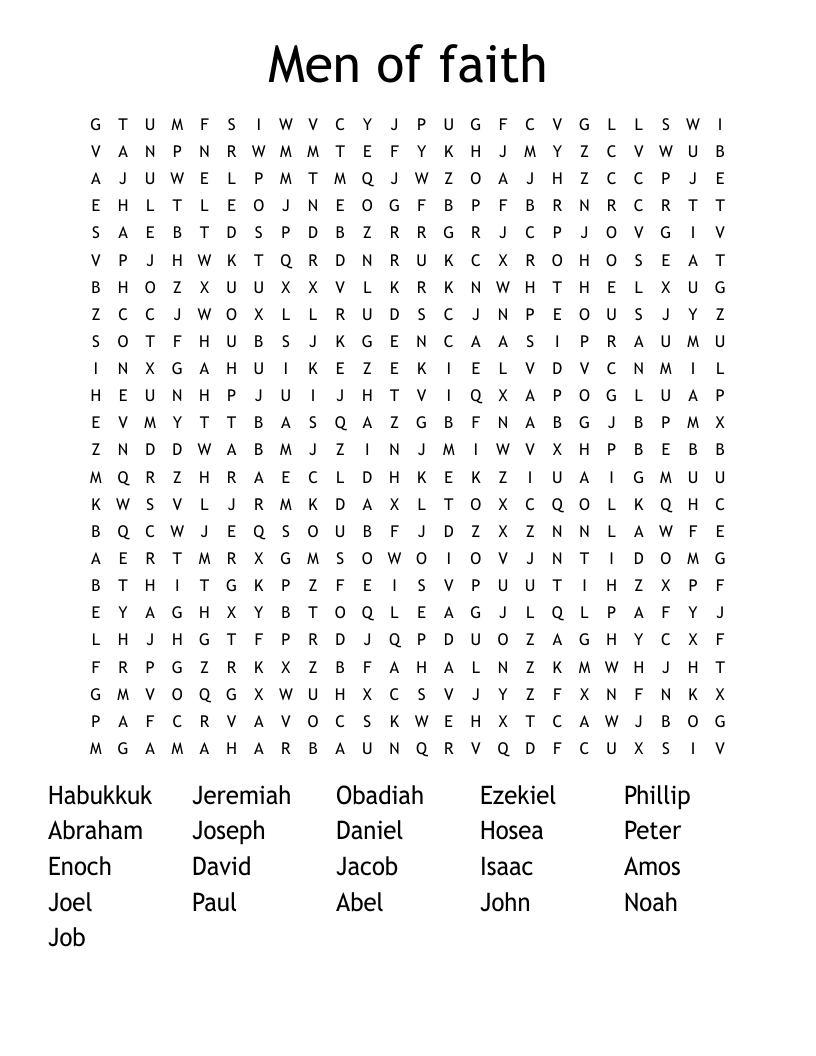 Men of faith Word Search