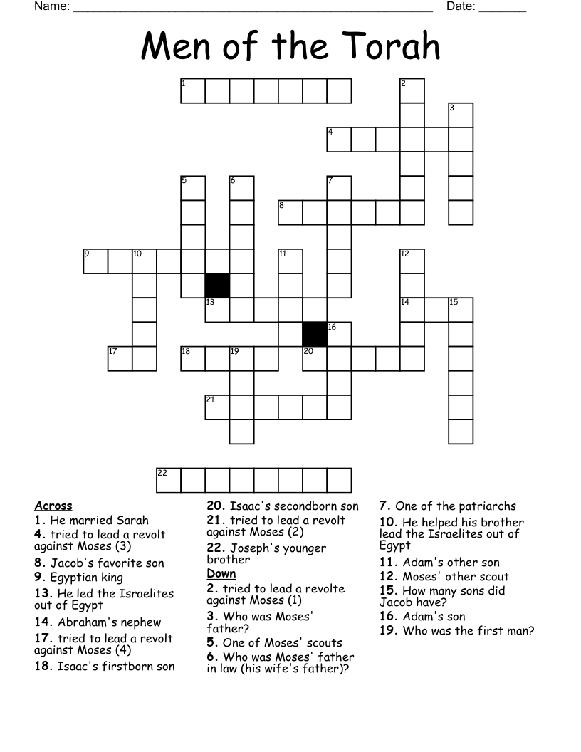 Men of the Torah Crossword