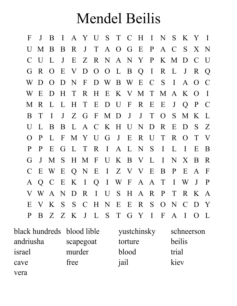 Mendel Beilis Word Search