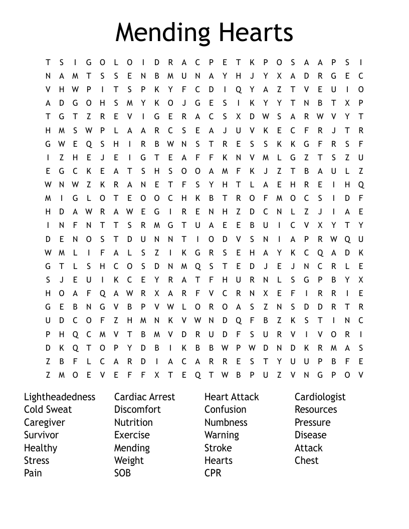 Mending Hearts Word Search