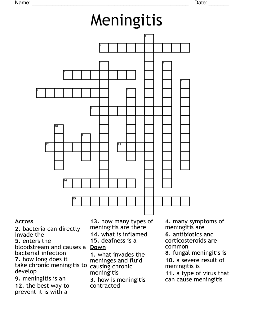 Meningitis Crossword