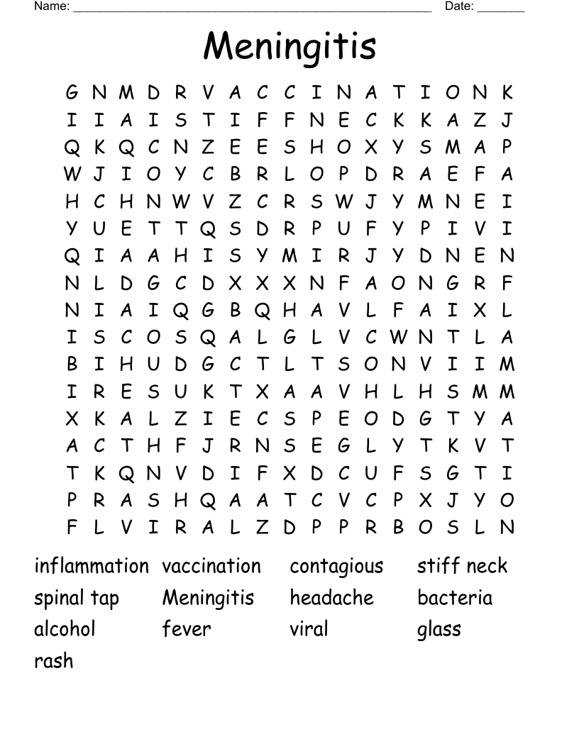 Meningitis Word Search