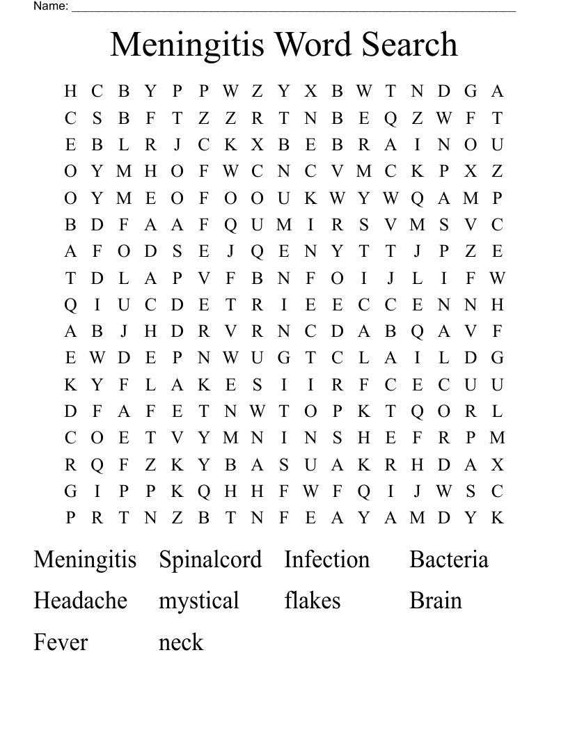 Meningitis Word Search
