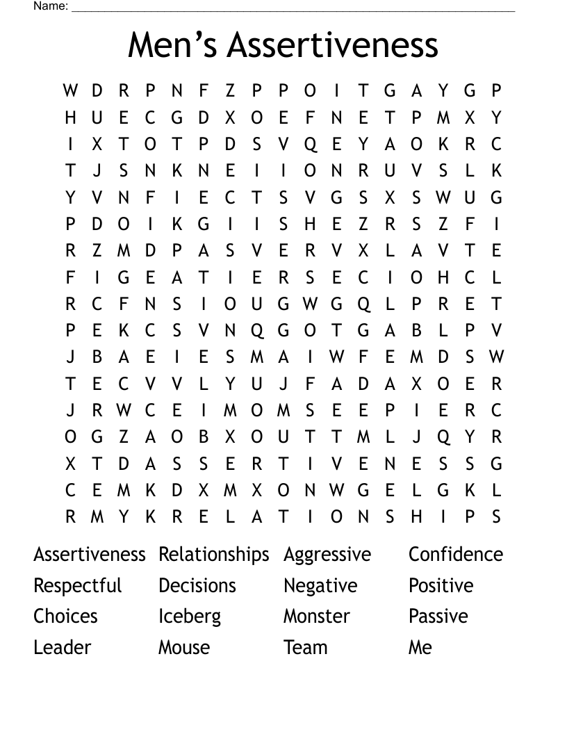 Men’s Assertiveness  Word Search