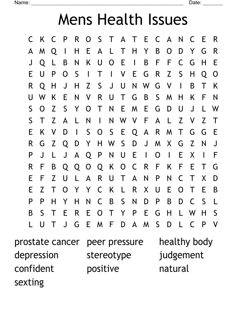 Mens Health Issues Word Search