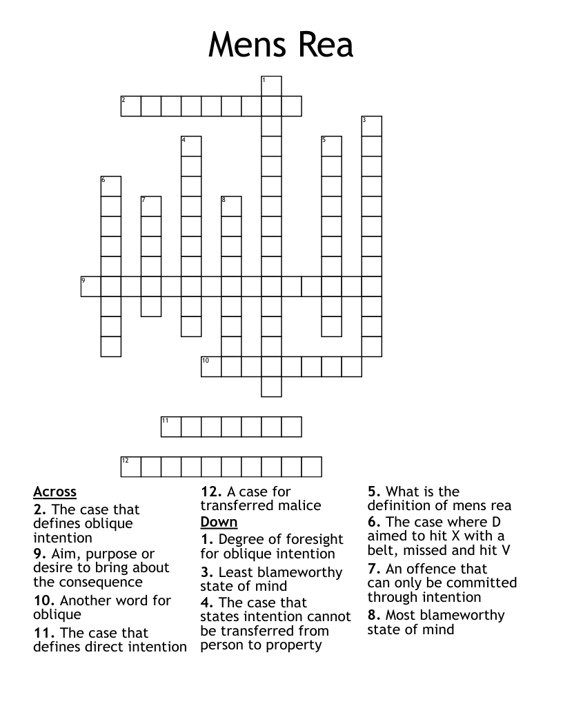 Mens Rea Crossword