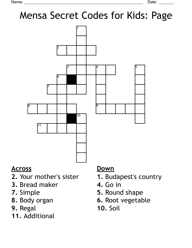Mensa Secret Codes for Kids: Page Crossword
