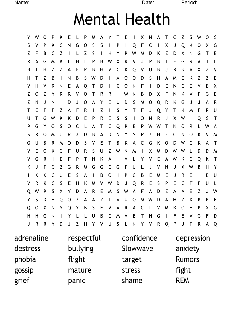 Mental Health Word Search
