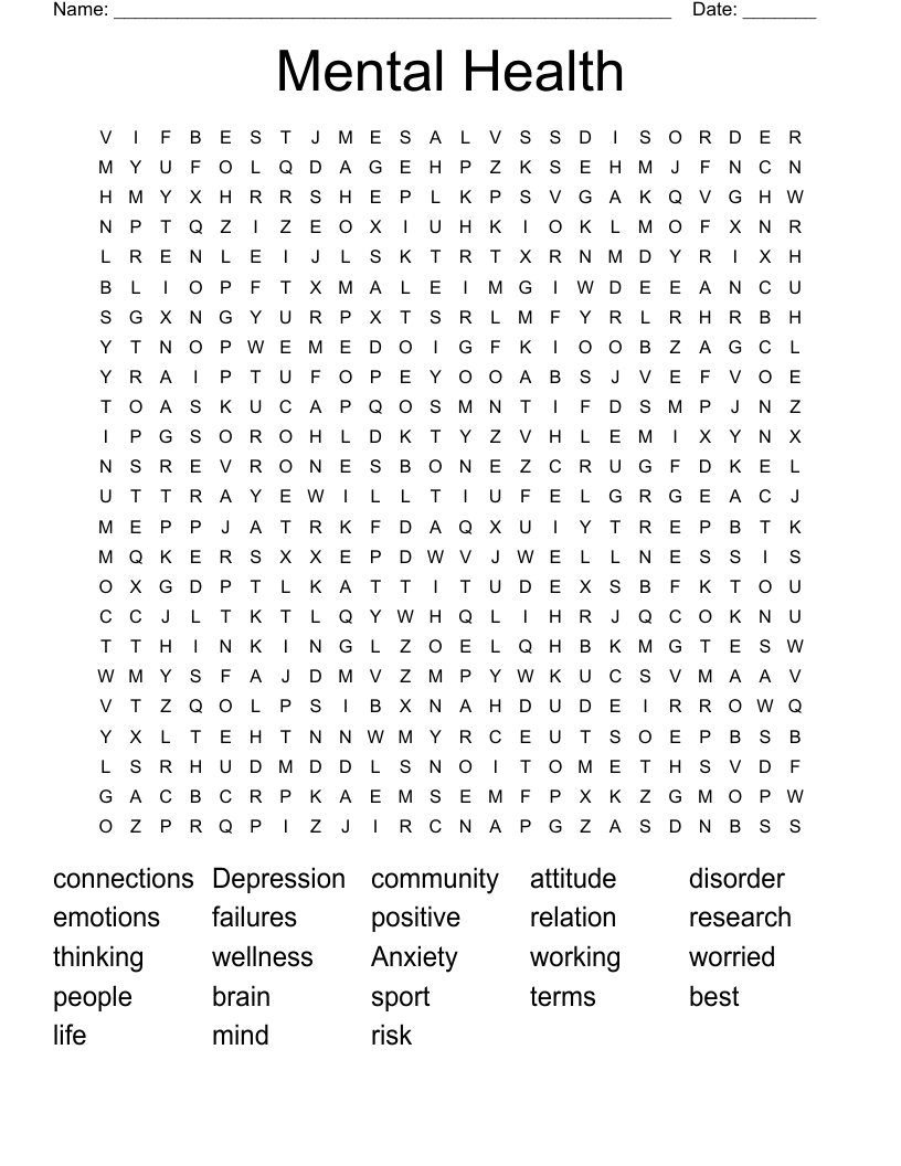 Mental Health Word Search