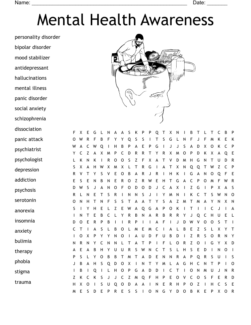 Mental Health Awareness Word Search