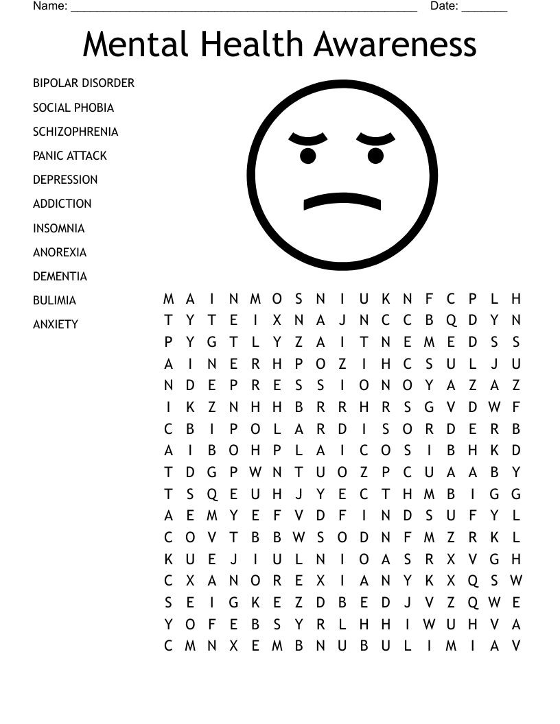 Mental Health Awareness Word Search
