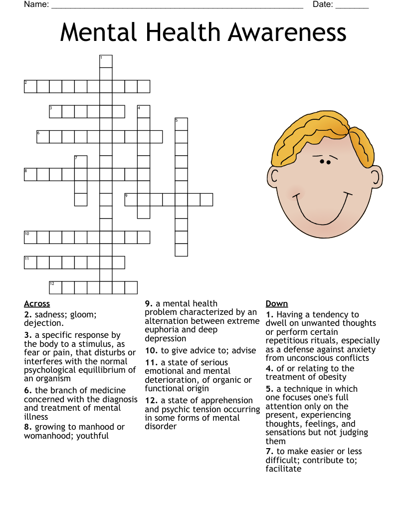 Mental Health Awareness Crossword