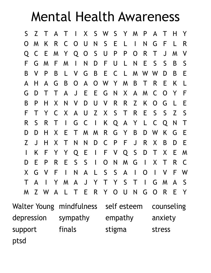 Mental Health Awareness Word Search