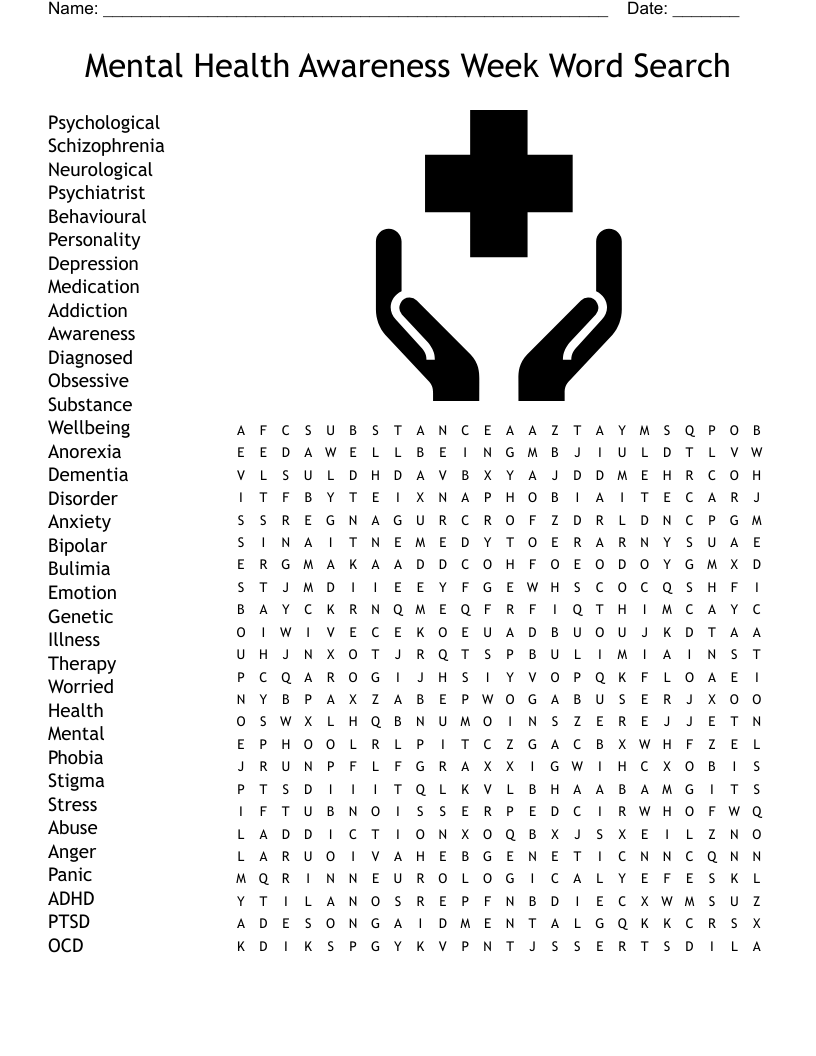 Mental Health Awareness Week Word Search