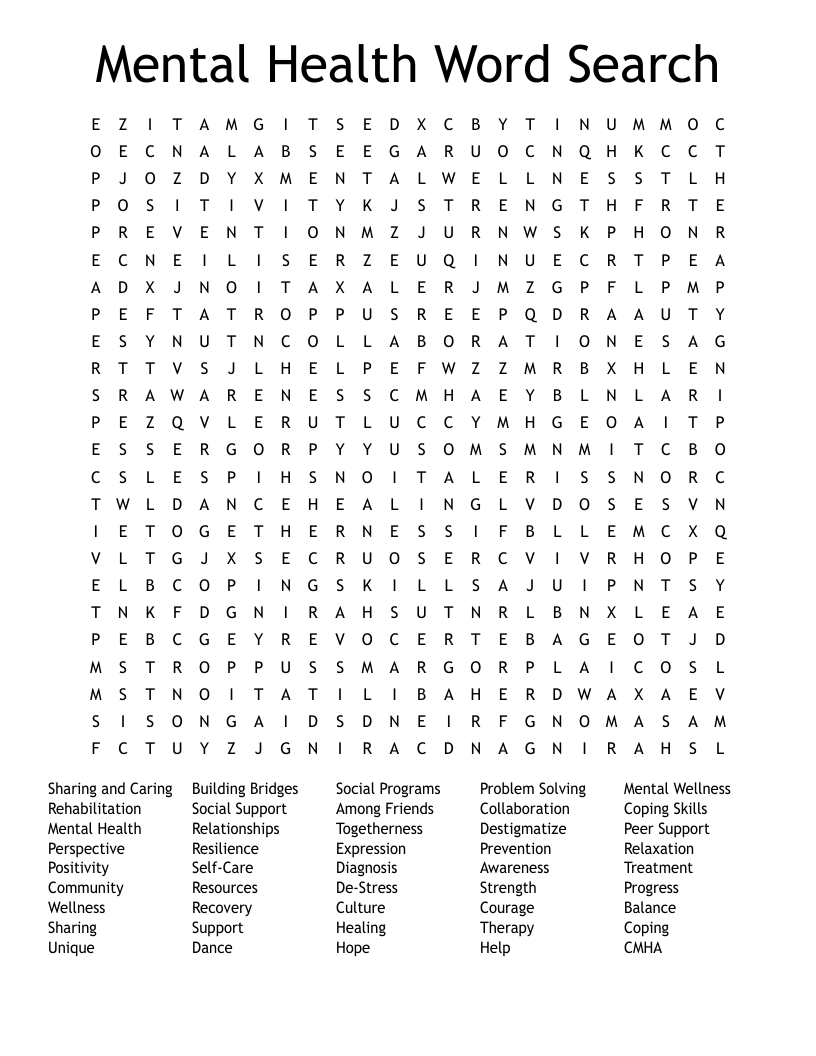 Mental Health Word Search