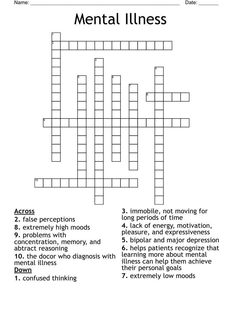 Mental Illness Crossword