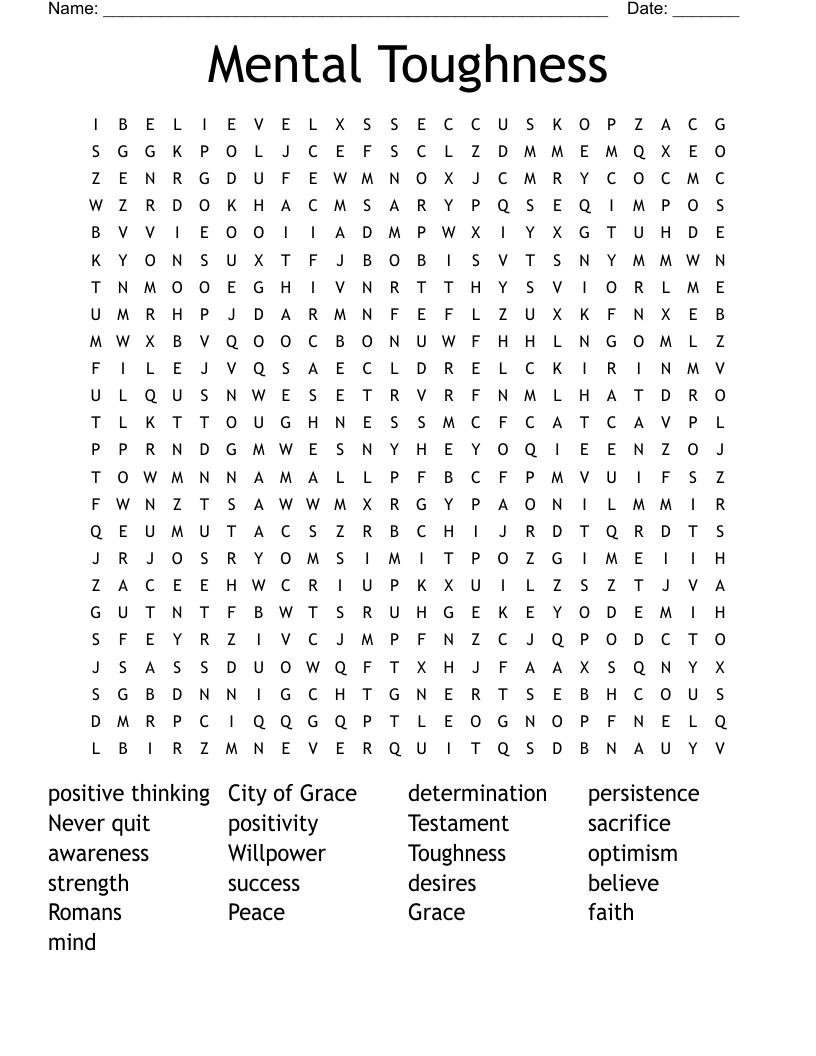 Mental Toughness Word Search