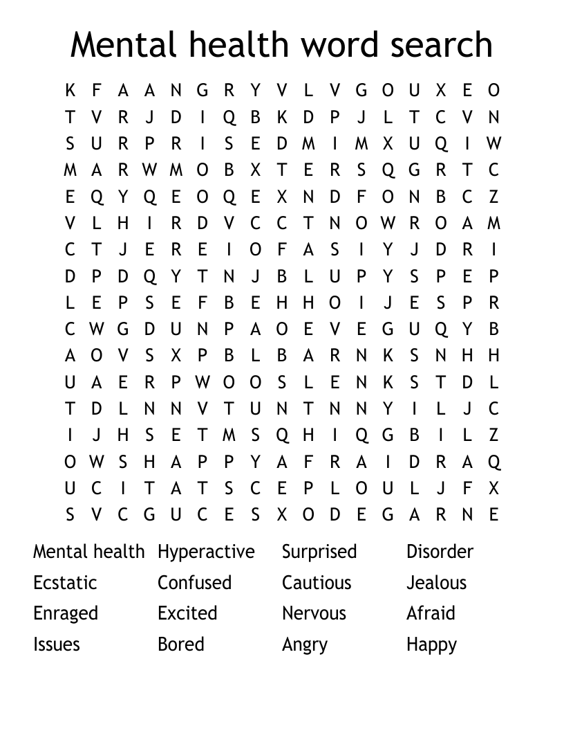 Mental health word search 