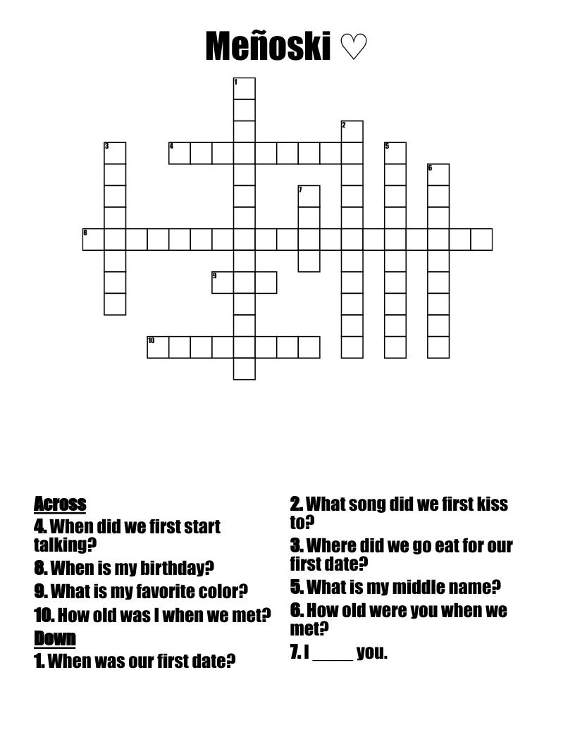 Meñoski ♡ Crossword