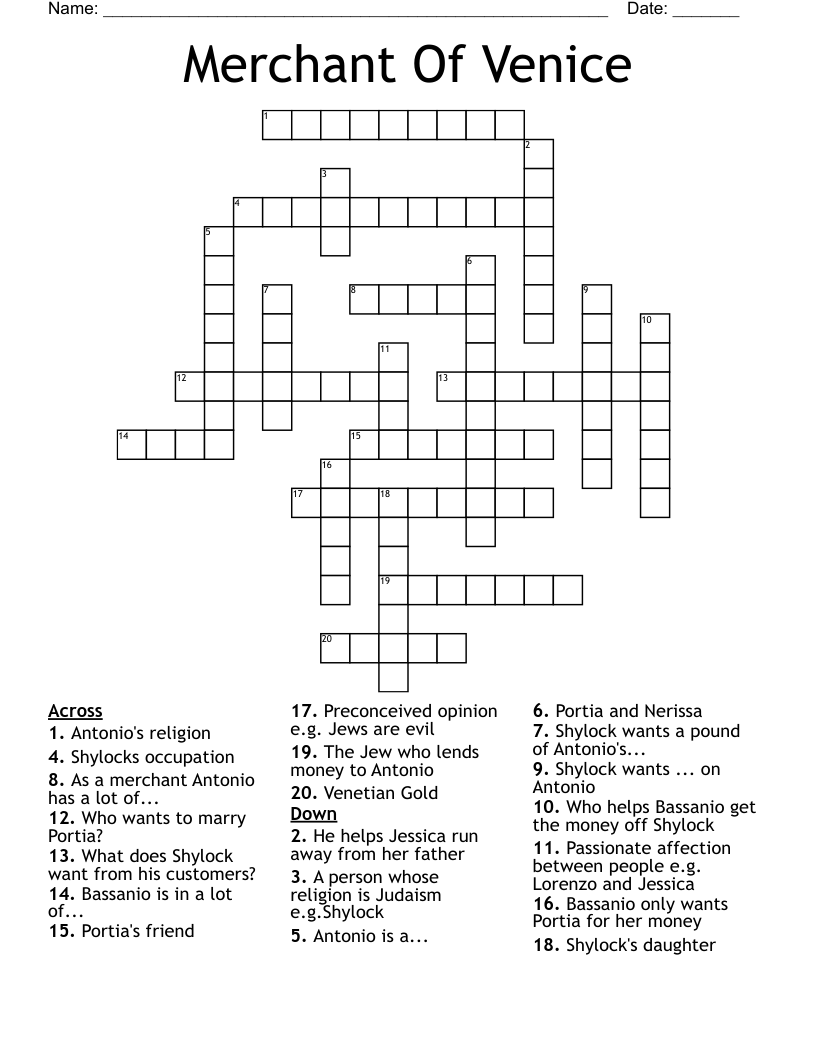 Merchant Of Venice Crossword