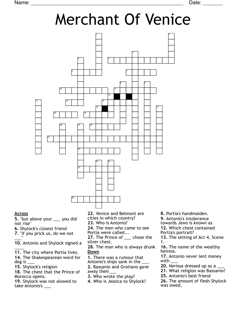 Merchant Of Venice Crossword