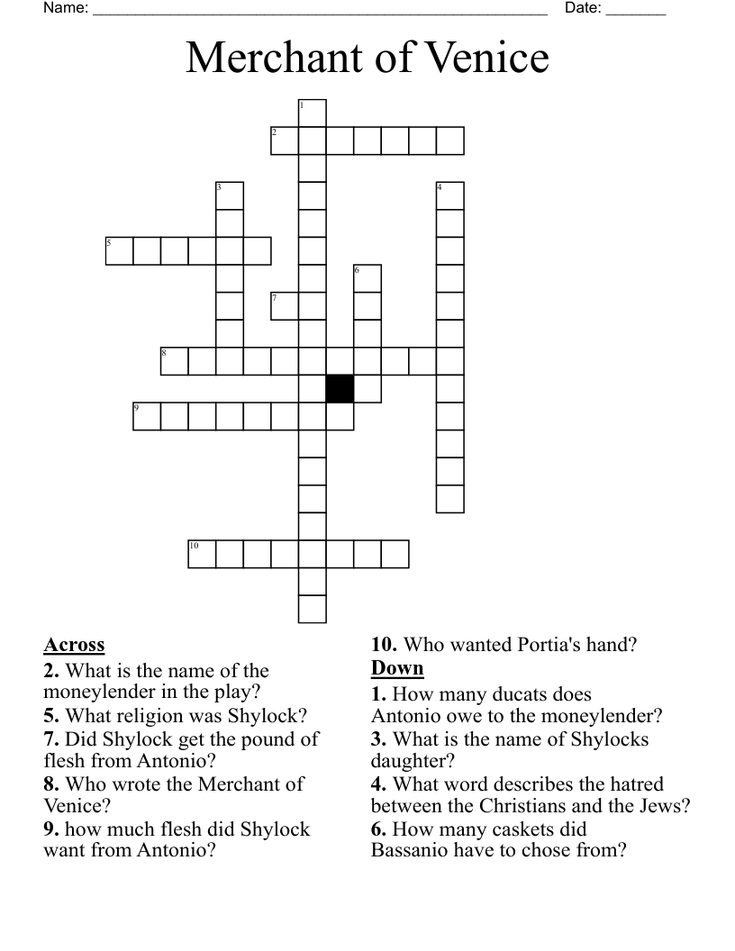 Merchant of Venice Crossword