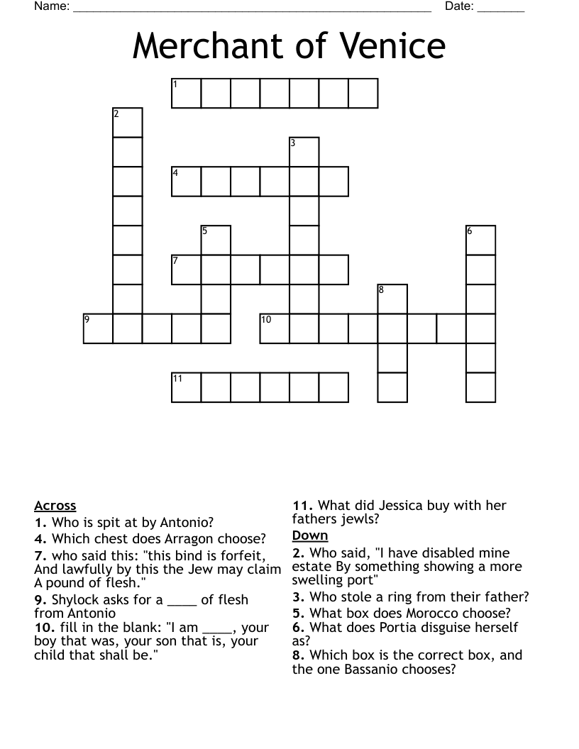 Merchant of Venice Crossword