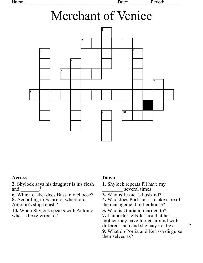 Merchant of Venice Crossword