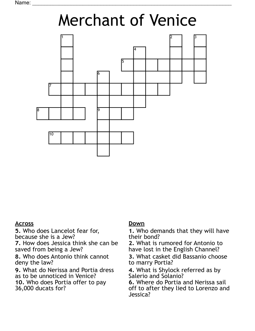Merchant of Venice Crossword