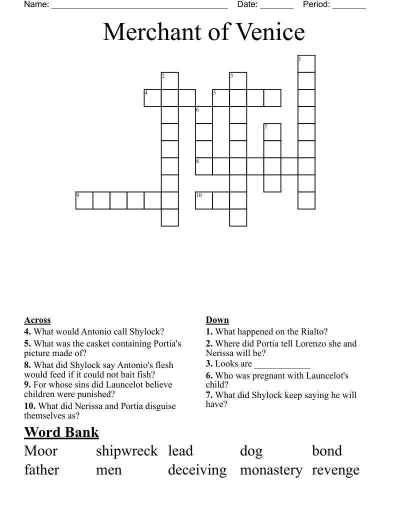 Merchant of Venice Crossword