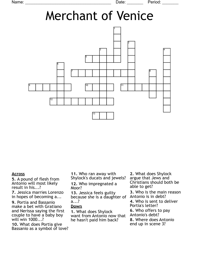 Merchant of Venice Crossword
