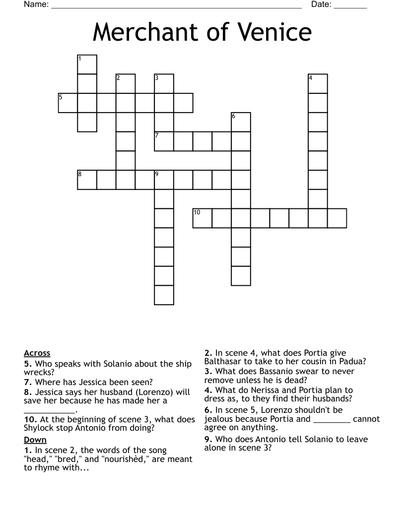 Merchant of Venice Crossword