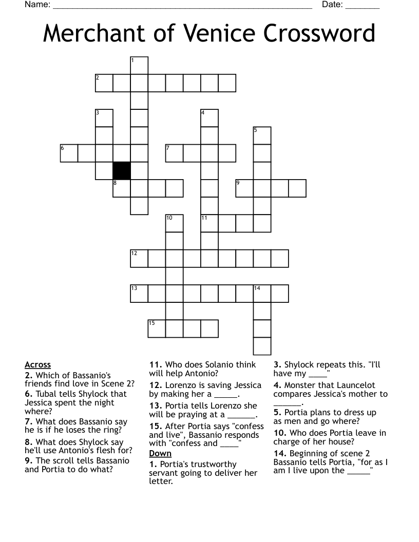 Merchant of Venice Crossword